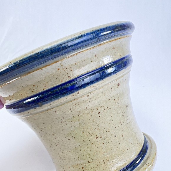 Vintage Fort Leavenworth Pot Stoneware Hand Thrown Pottery Grey Blue Crock - Picture 8 of 13